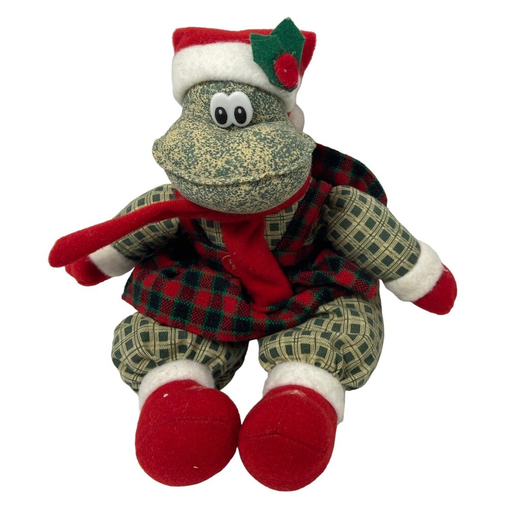 Sterling Green Beanbag Christmas Frog No Sound Decoration 13 in